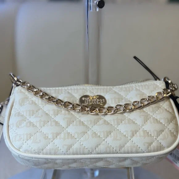 Juicy Couture Cream Quilted Shoulder Bag with Gold Accents NWT - Picture 8 of 9
